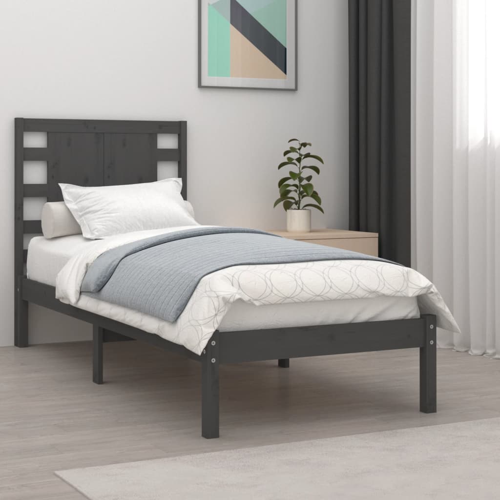 Massivholzbett Grau 90x190 cm