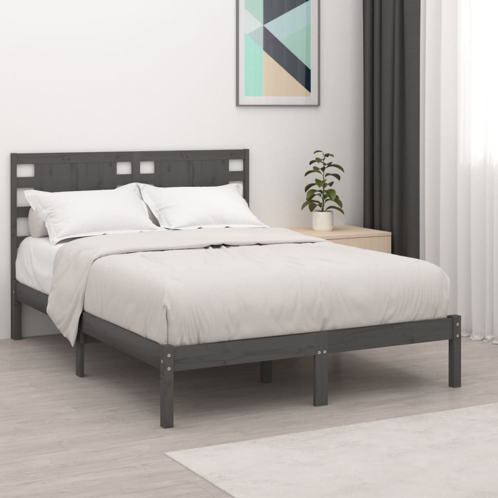 Massivholzbett Grau 120x190 cm