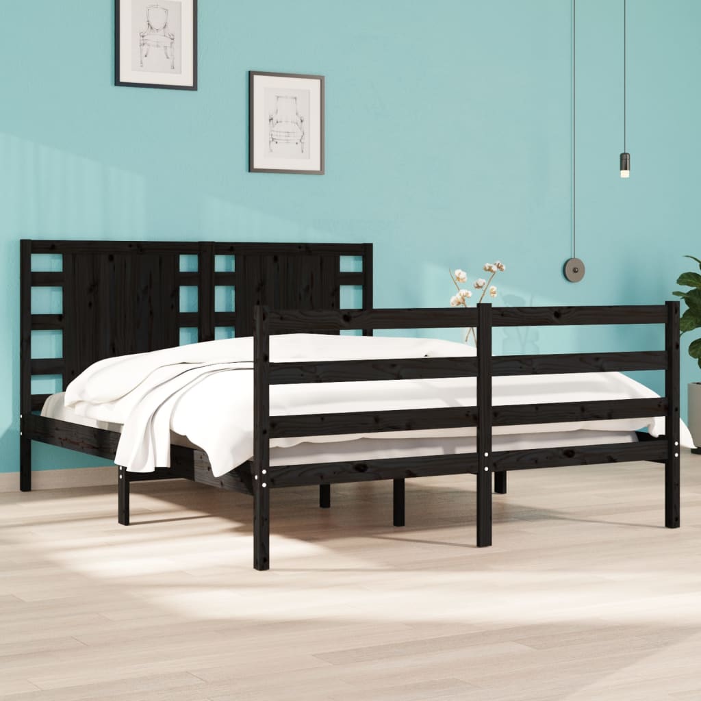 Massivholzbett Schwarz Kiefer 140x190 cm