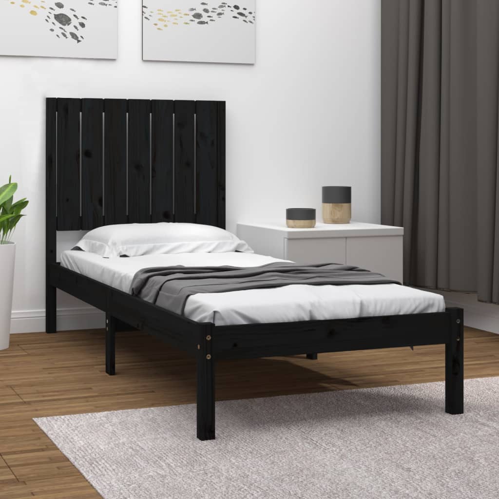 Massivholzbett Schwarz 75x190 cm