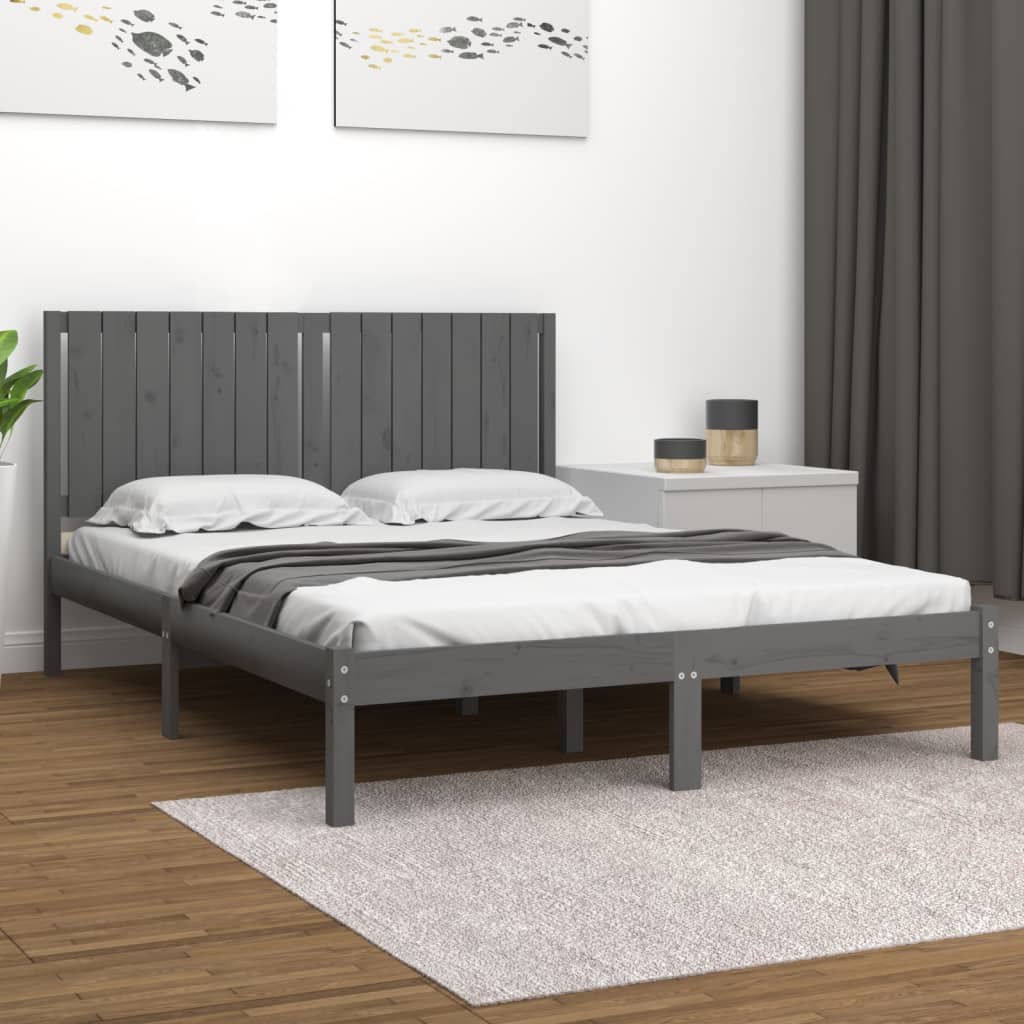 Massivholzbett Grau 150x200 cm