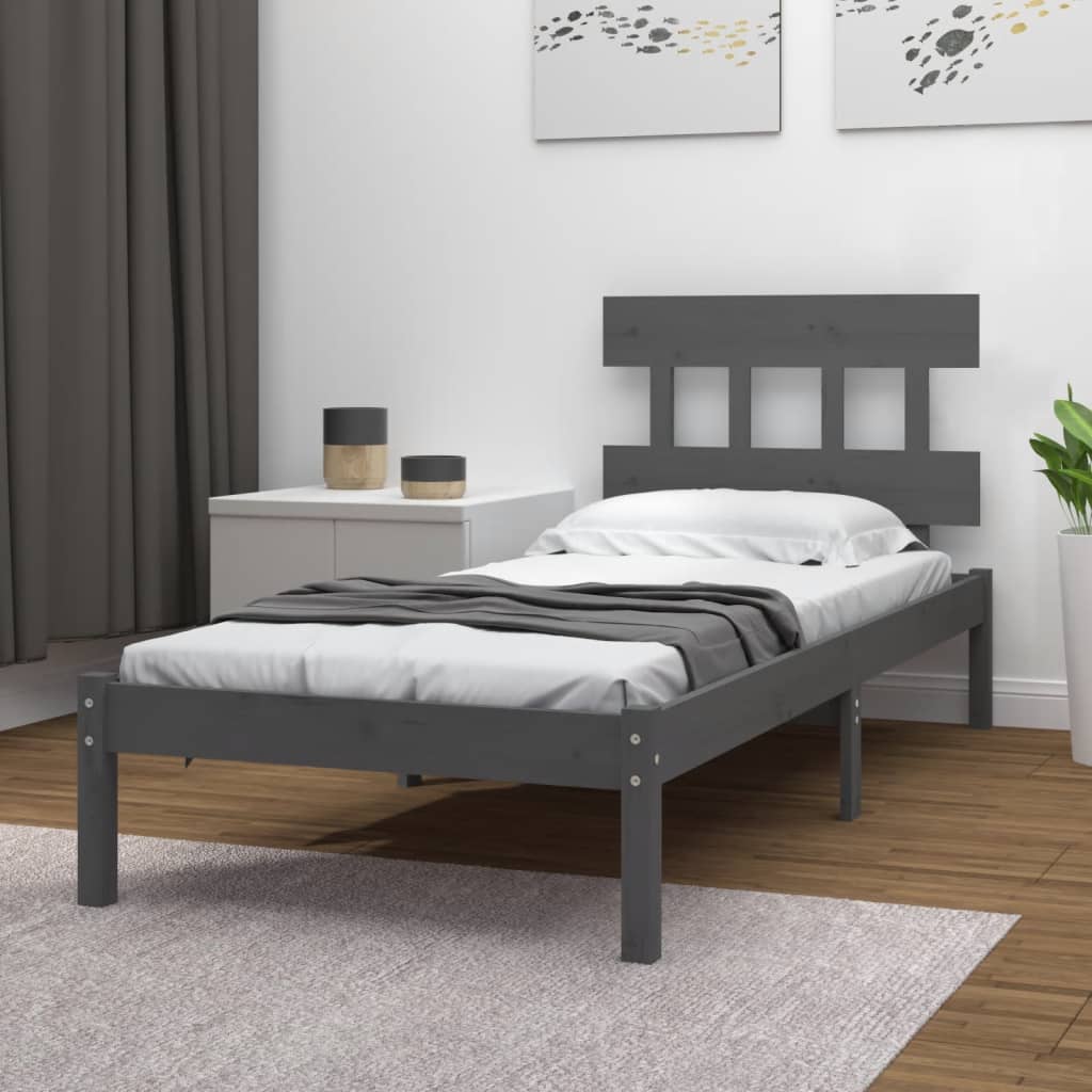 Massivholzbett Grau 90x190 cm