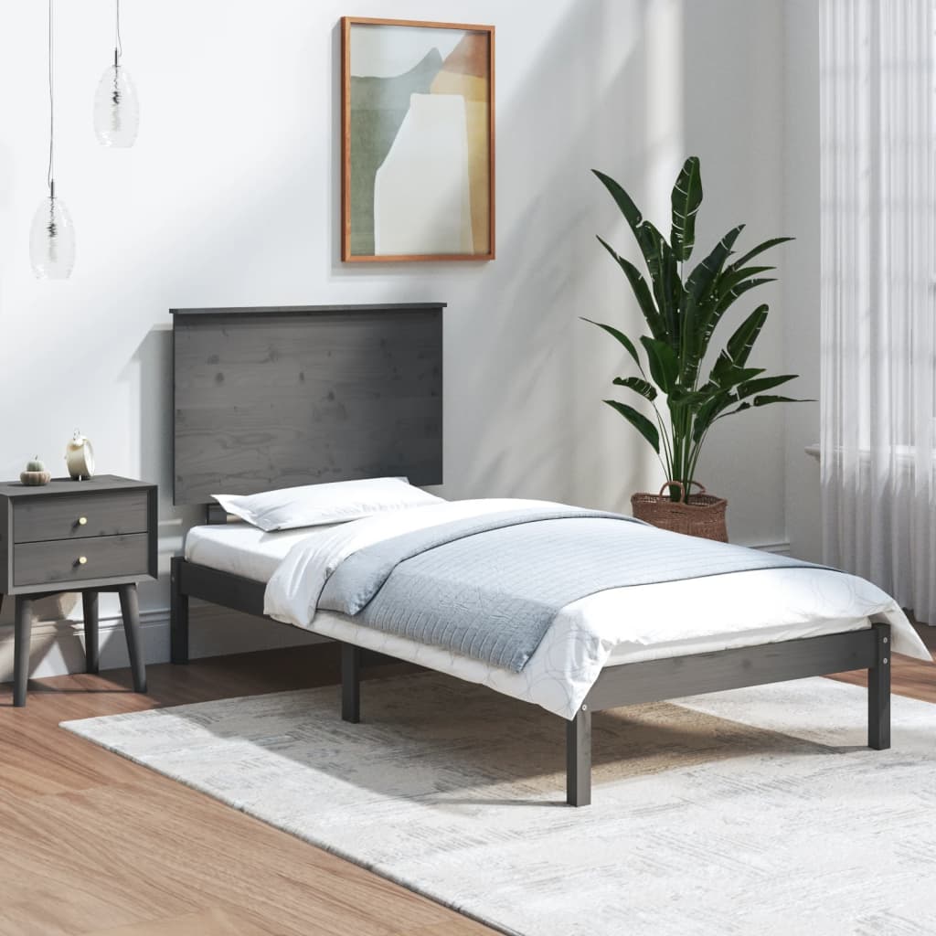 Massivholzbett Grau 90x190 cm