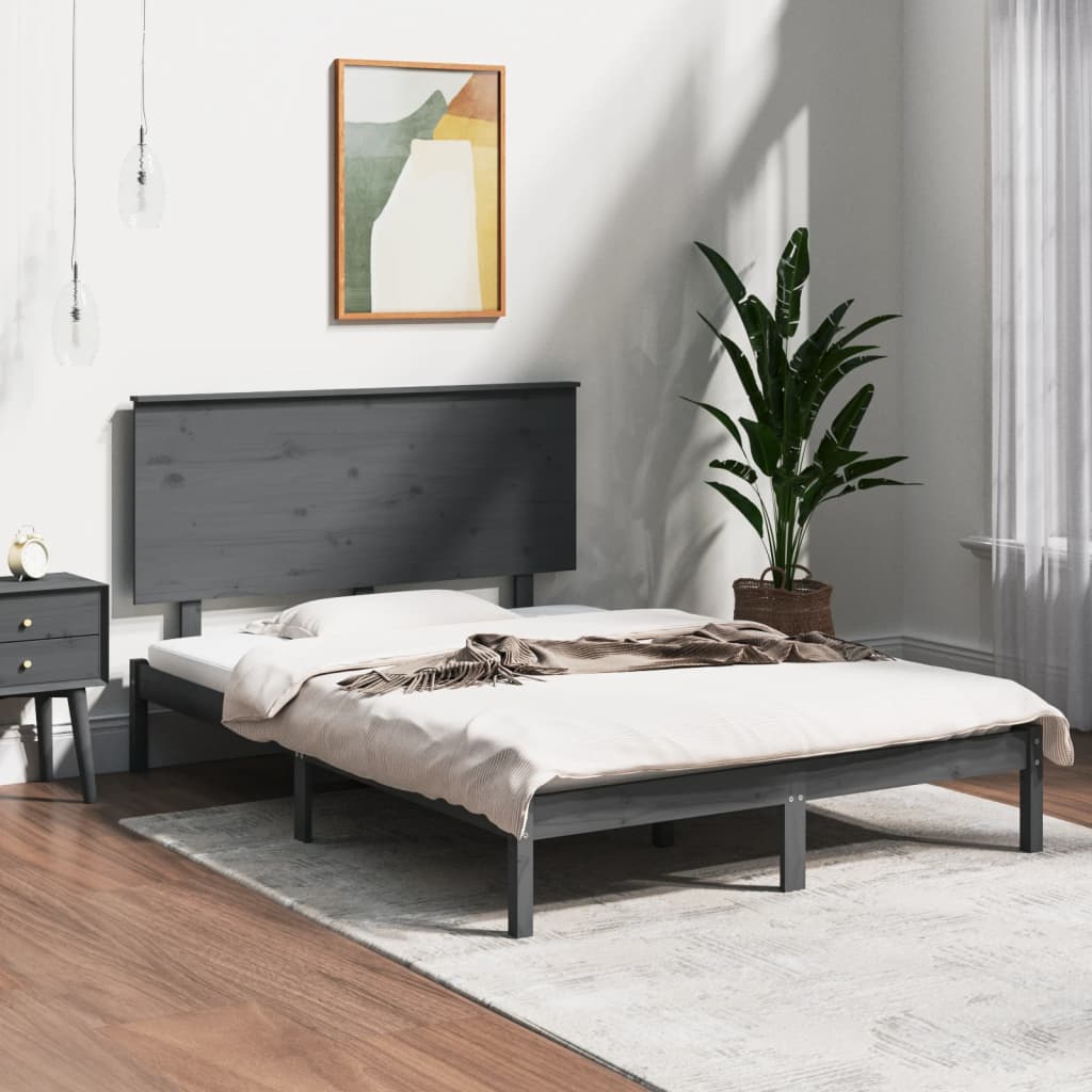 Massivholzbett Grau 120x190 cm