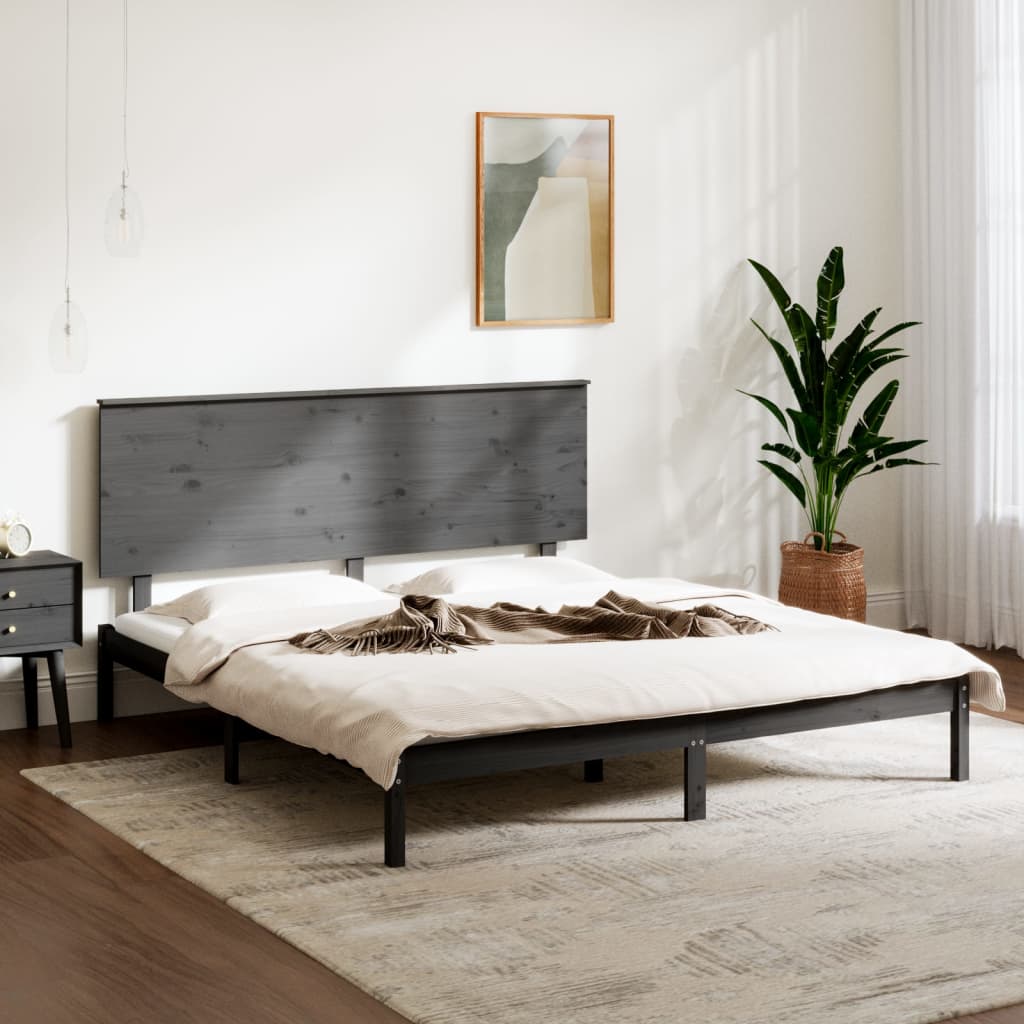 Massivholzbett Grau 150x200 cm