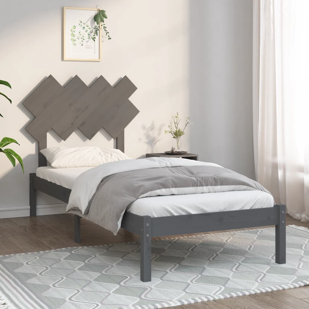 Massivholzbett Grau 90x190 cm