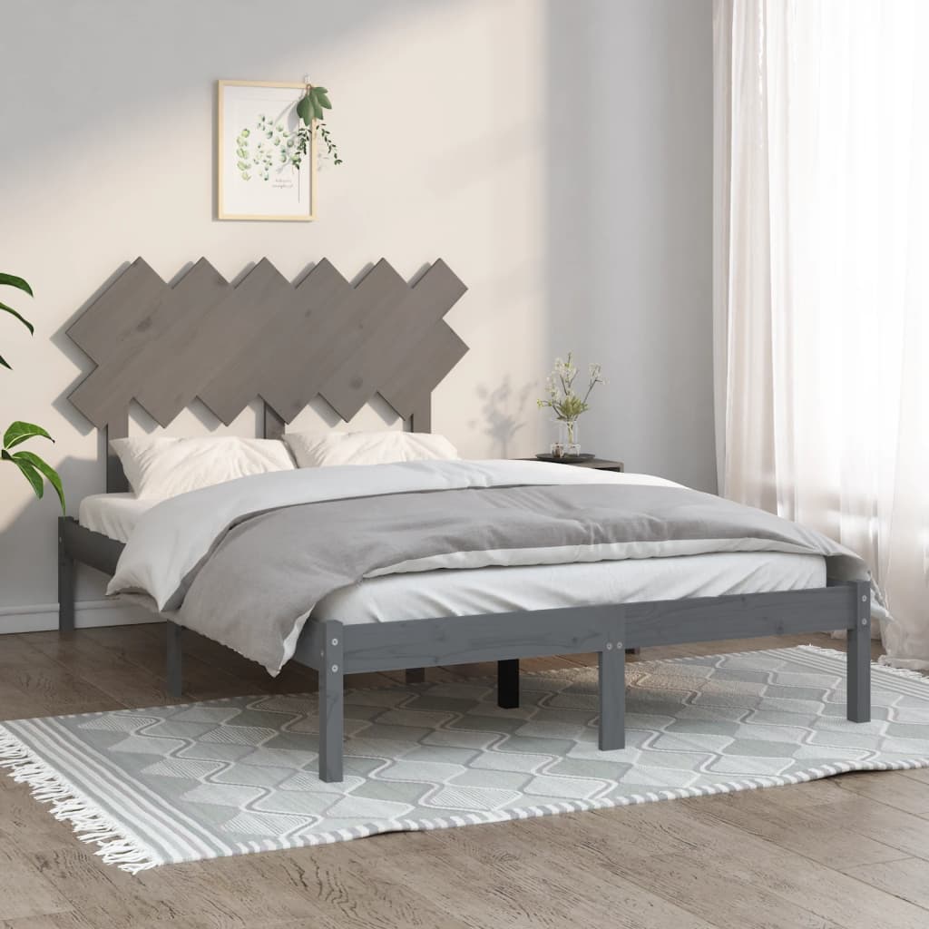 Massivholzbett Grau 120x190 cm
