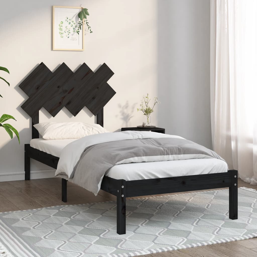 Massivholzbett Schwarz 90x200 cm