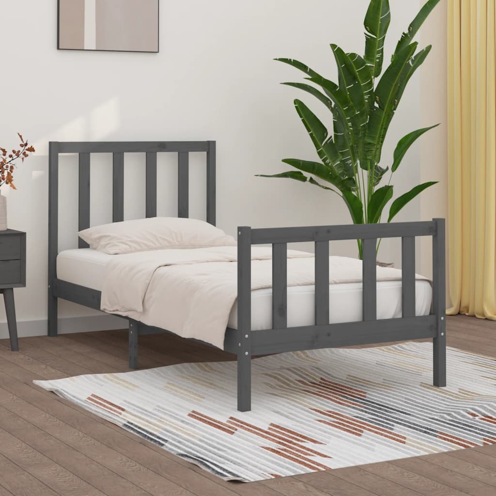 Massivholzbett Grau 75x190 cm