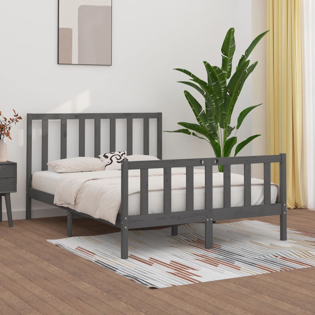 Massivholzbett Grau 135x190 cm