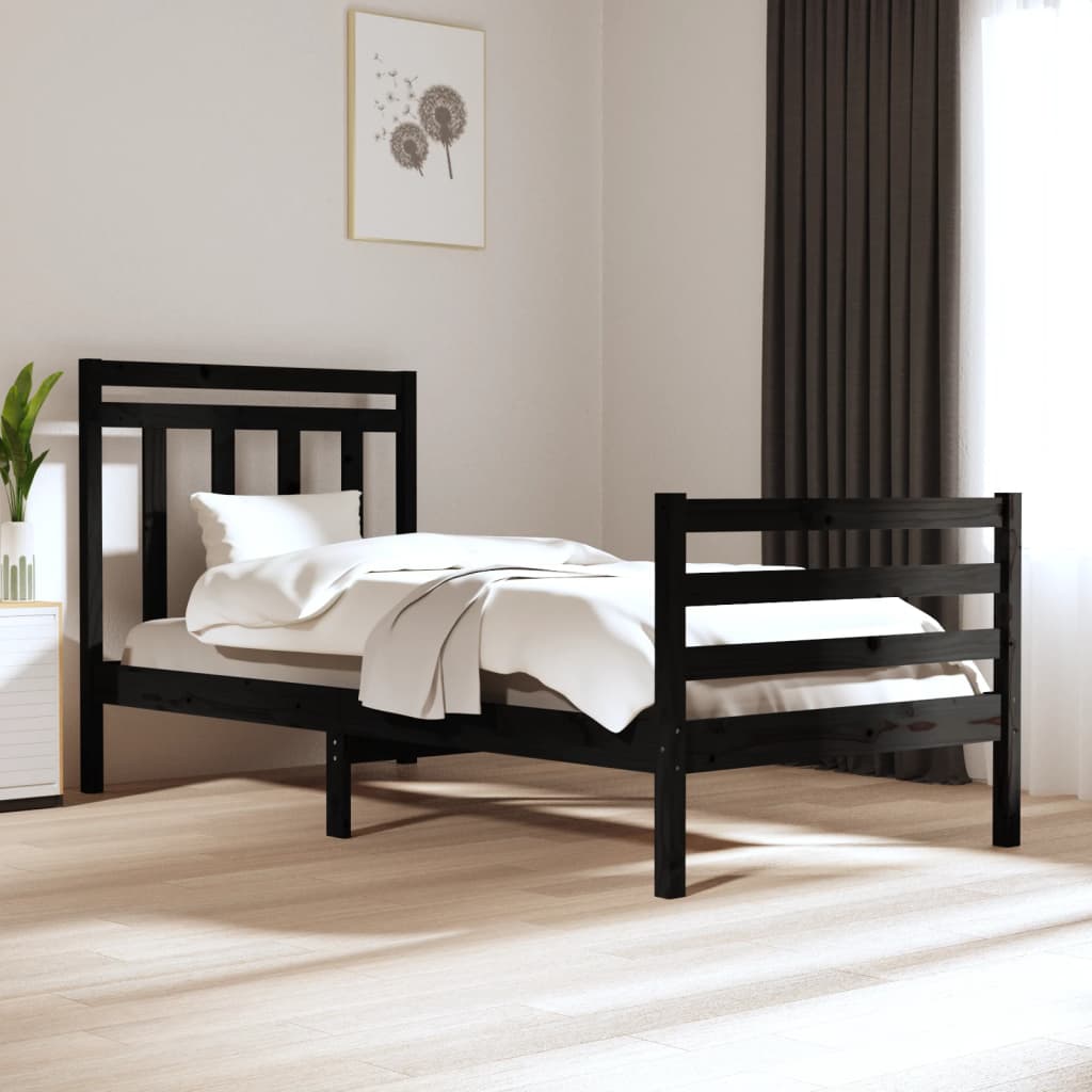 Massivholzbett Schwarz 75x190 cm