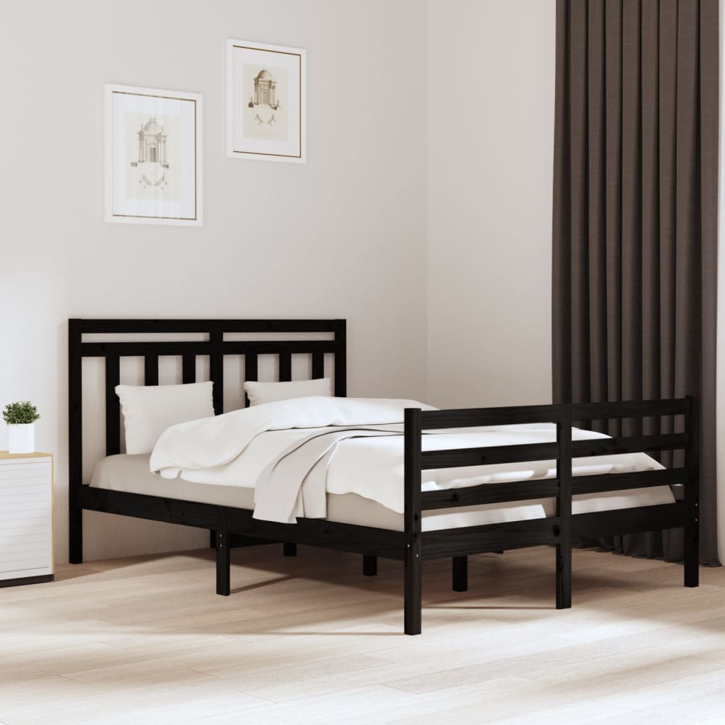 Massivholzbett Schwarz 140x190 cm