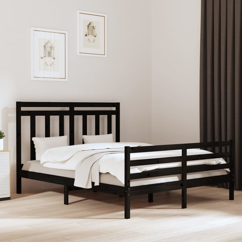 Massivholzbett Schwarz 160x200 cm