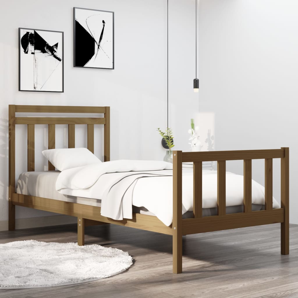 Massivholzbett Honigbraun 90x190 cm