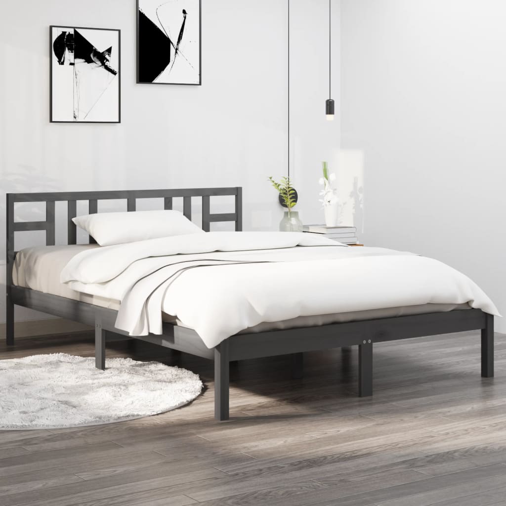 Massivholzbett Grau 140x200 cm