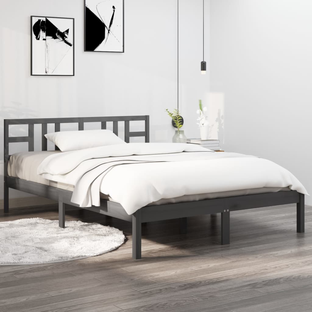 Massivholzbett Grau 150x200 cm