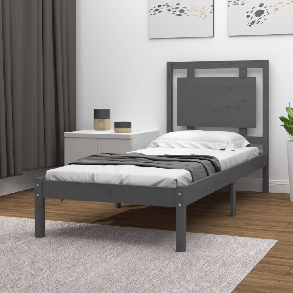 Massivholzbett Grau 90x190 cm