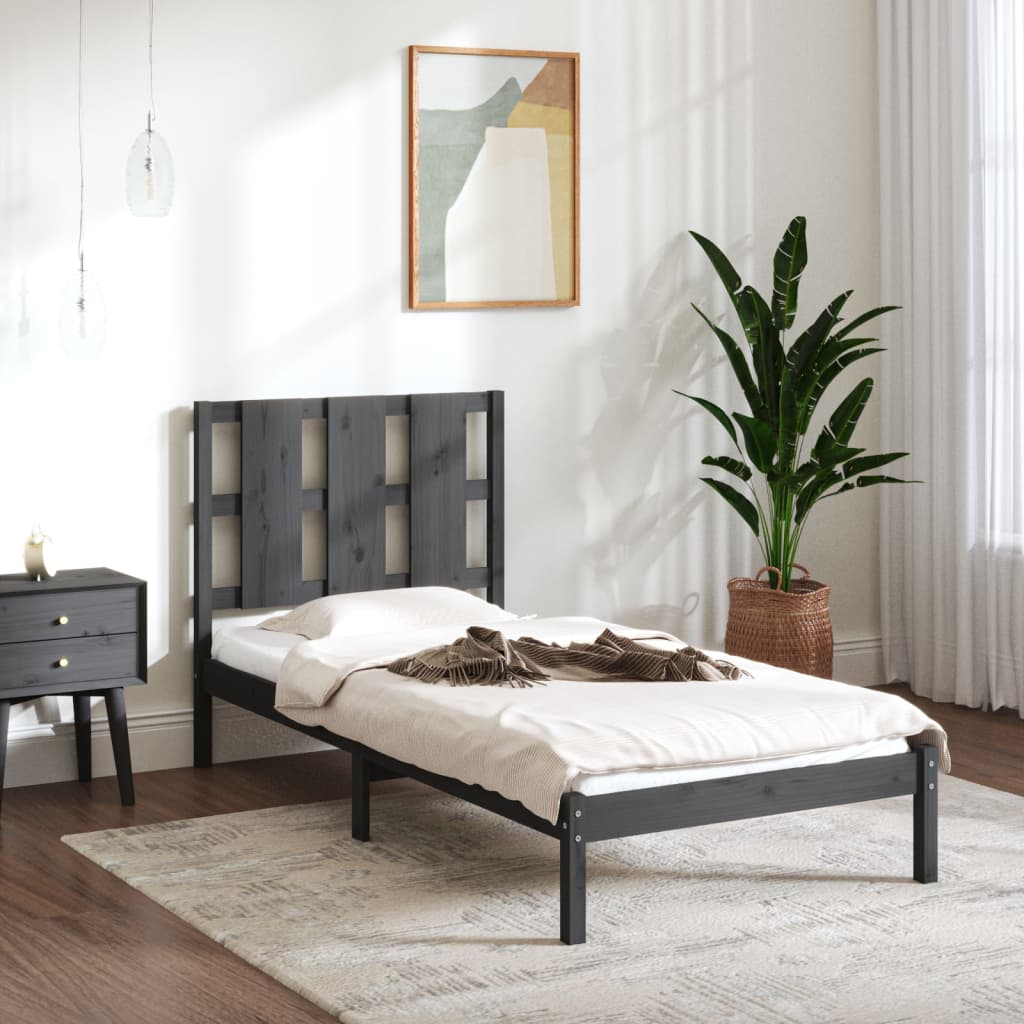Massivholzbett Grau 90x190 cm