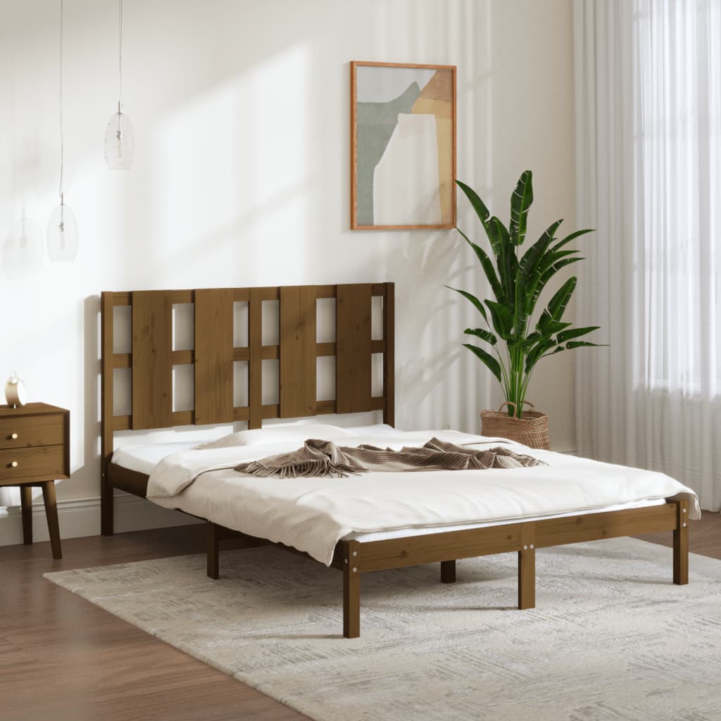Massivholzbett Honigbraun 135x190 cm