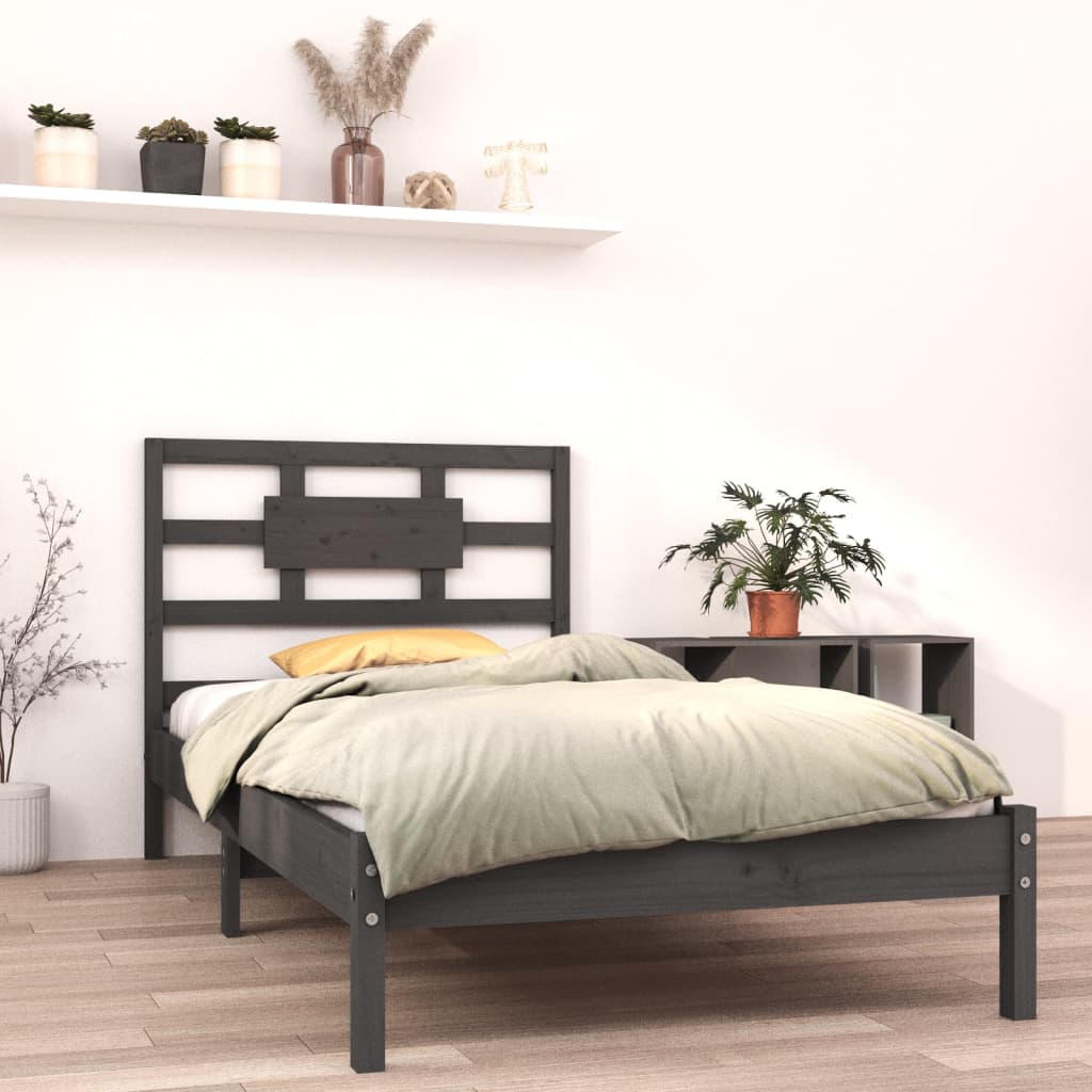 Massivholzbett Grau 90x190 cm
