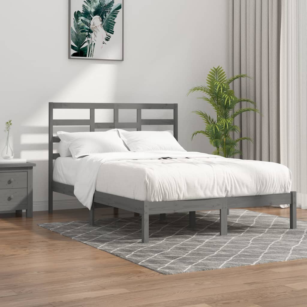 Massivholzbett Grau 140x190 cm