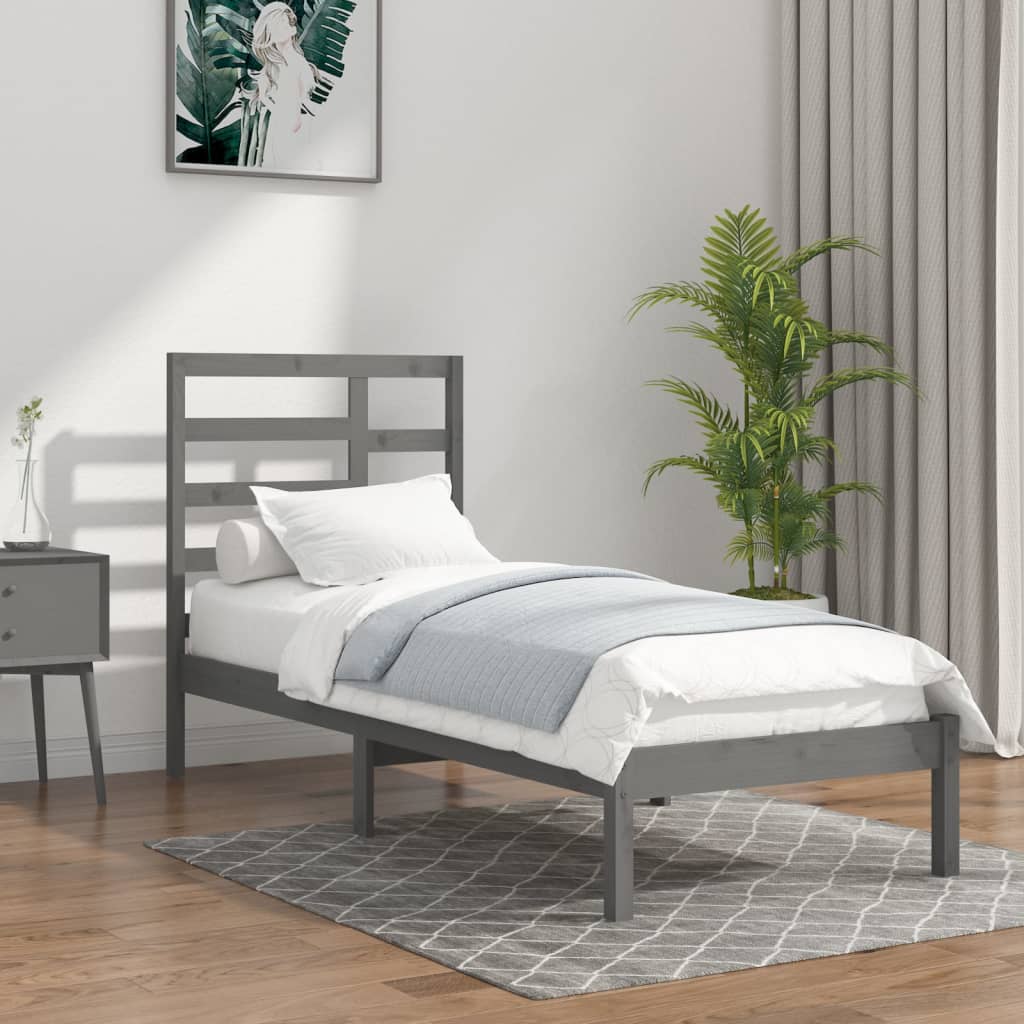 Massivholzbett Grau 100x200 cm