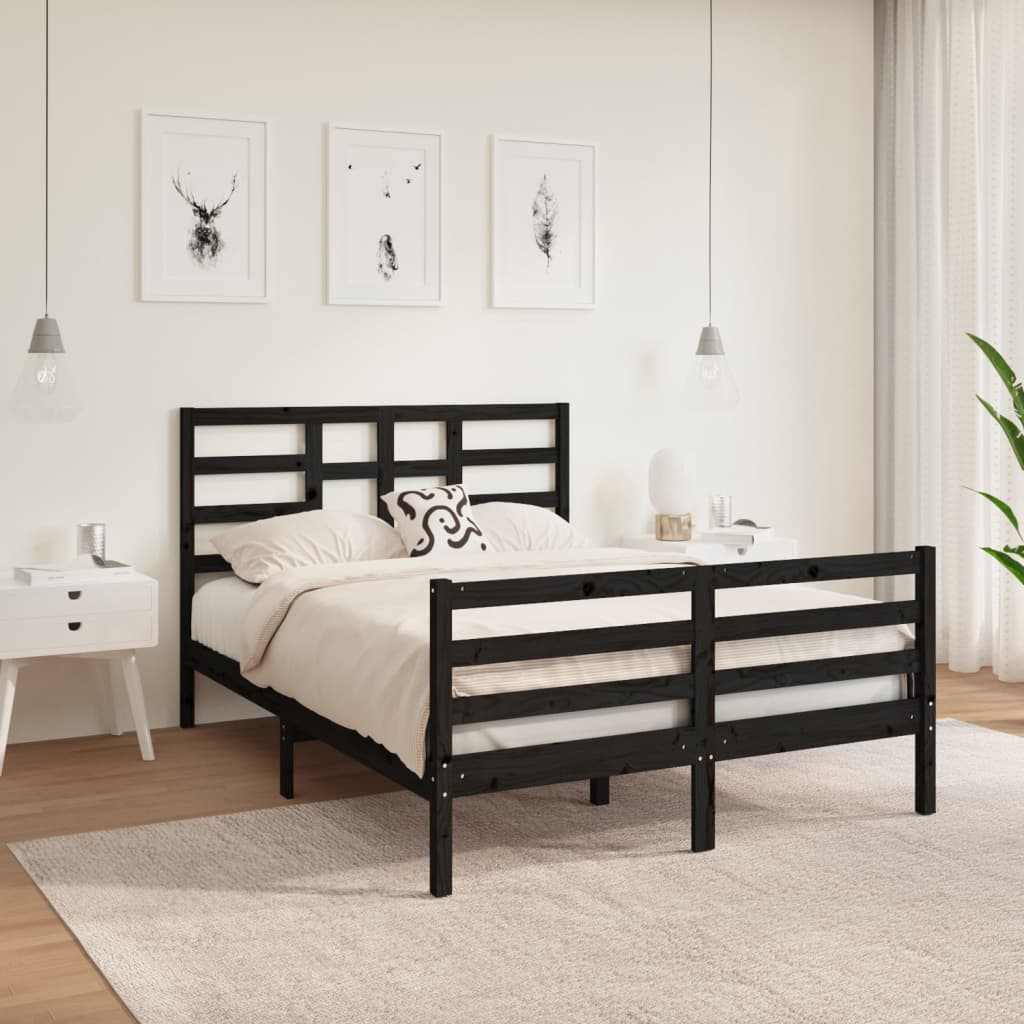 Massivholzbett Schwarz 140x190 cm