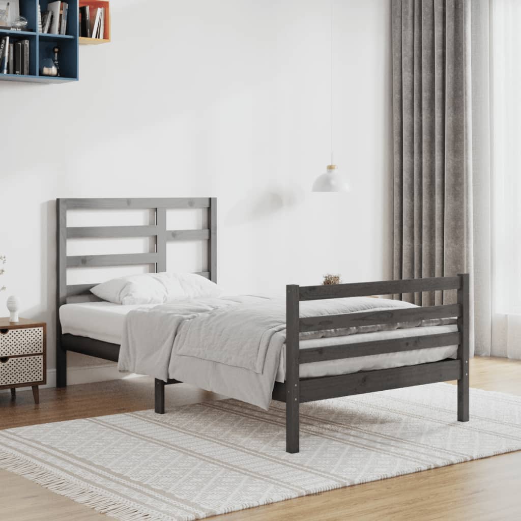 Massivholzbett Grau 100x200 cm