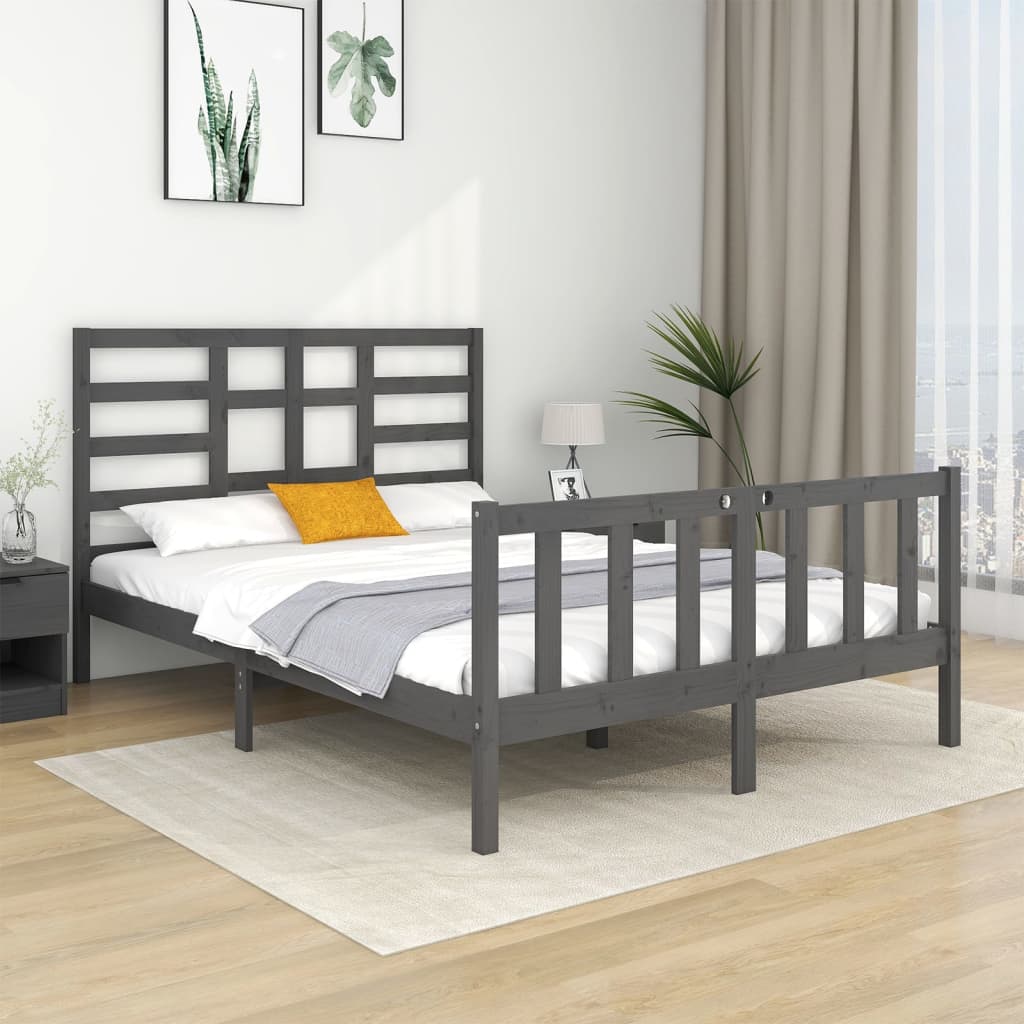 Massivholzbett Grau 120x190 cm