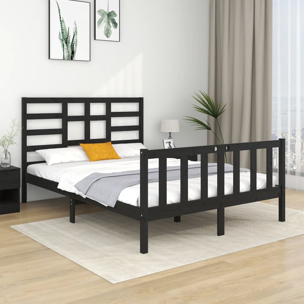 Massivholzbett Schwarz 120x190 cm