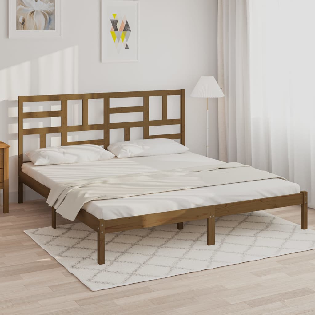 Massivholzbett Honigbraun 200x200 cm