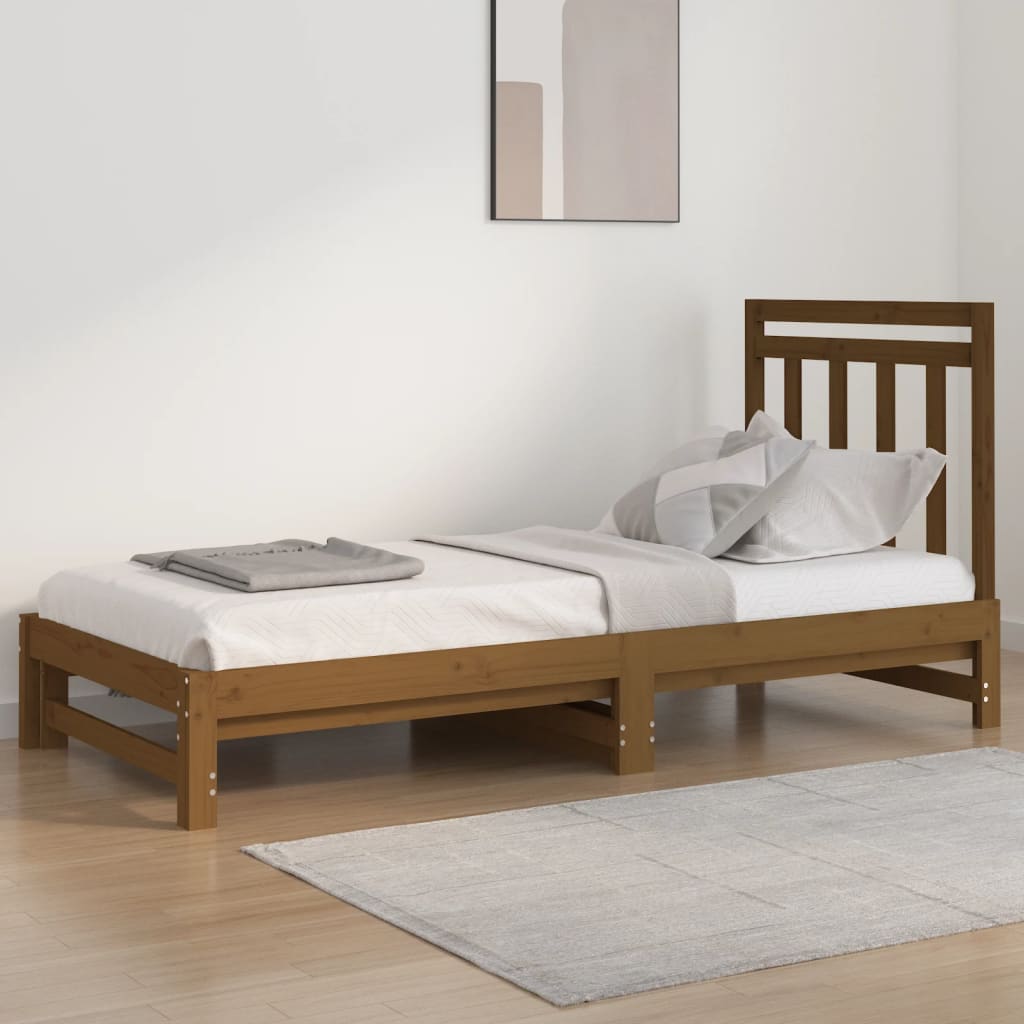 Tagesbett Ausziehbar Honigbraun 2x(90x200) cm Massivholz Kiefer