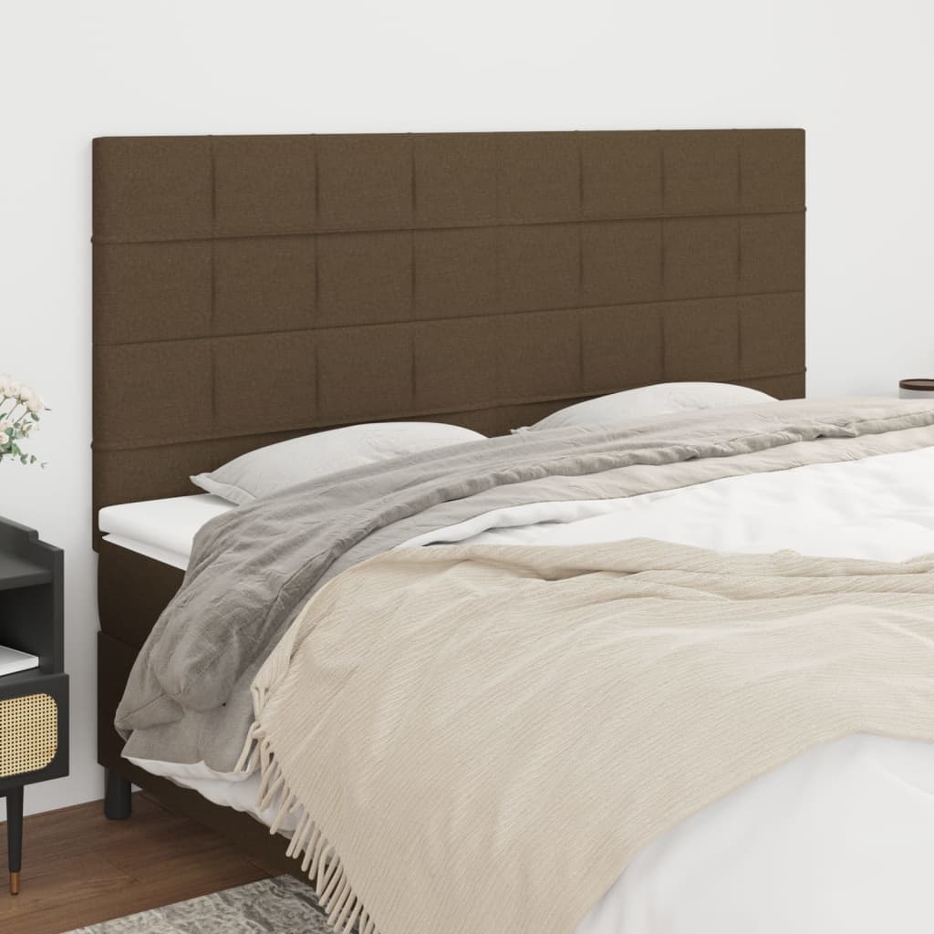 Headboards 4 pcs Dark Brown 80x5x78/88 cm Fabric
