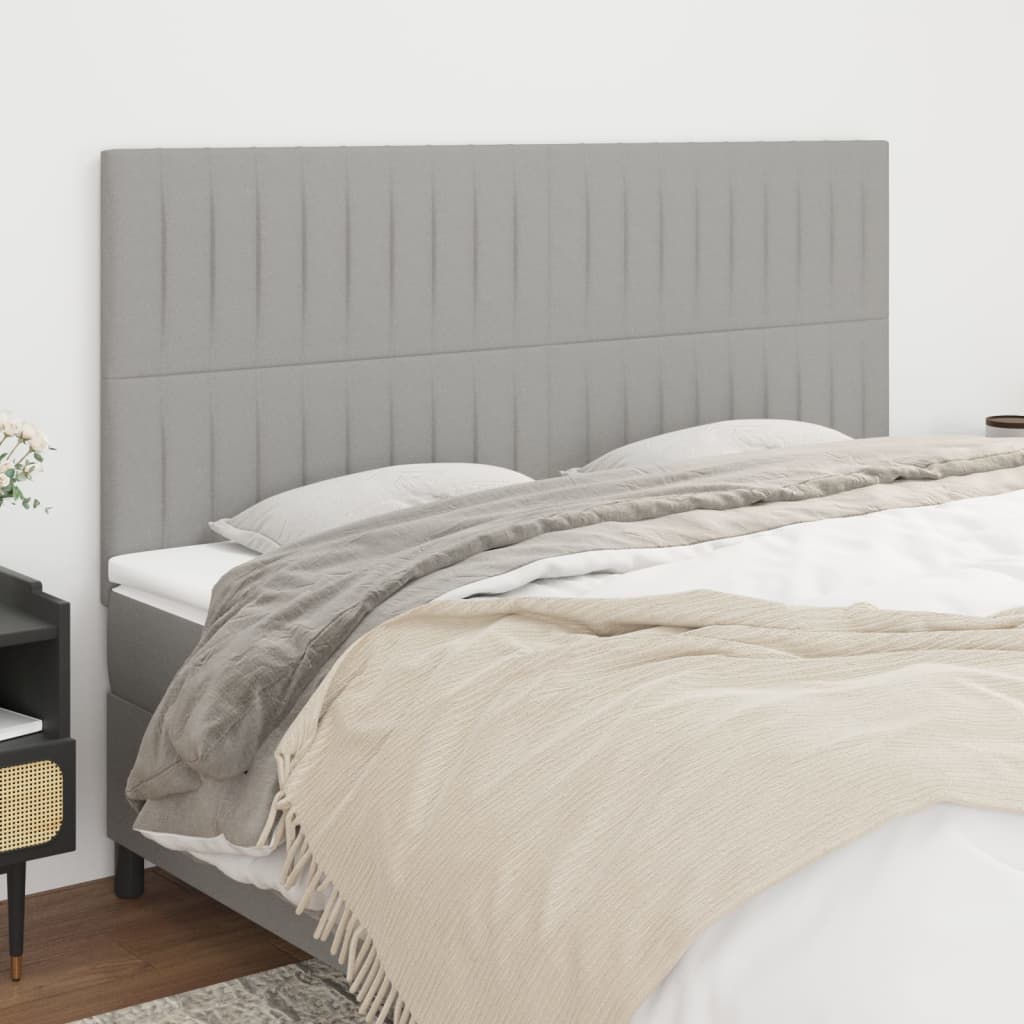 Headboards 4 pcs Light Grey 90x5x78/88 cm Fabric