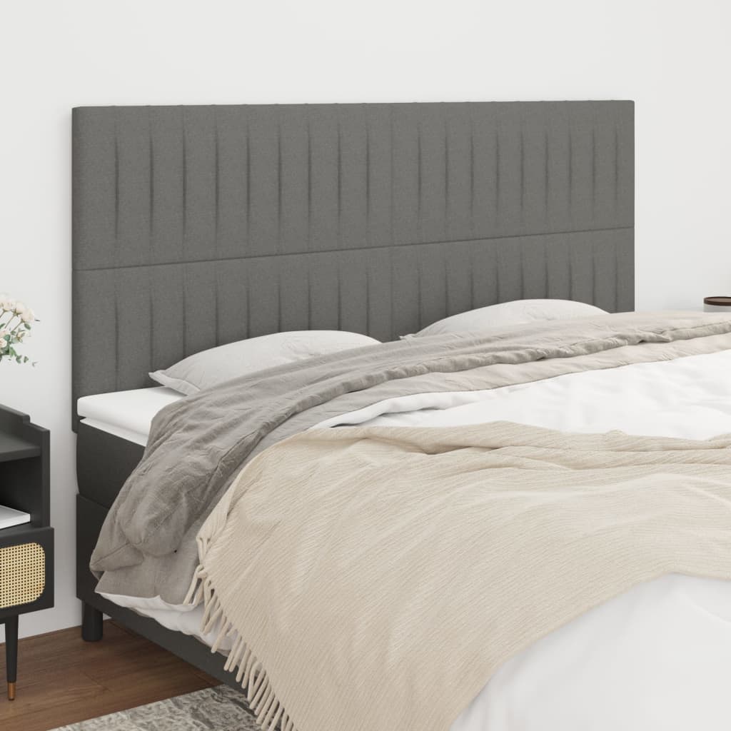 Headboards 4 pcs Dark Grey 90x5x78/88 cm Fabric