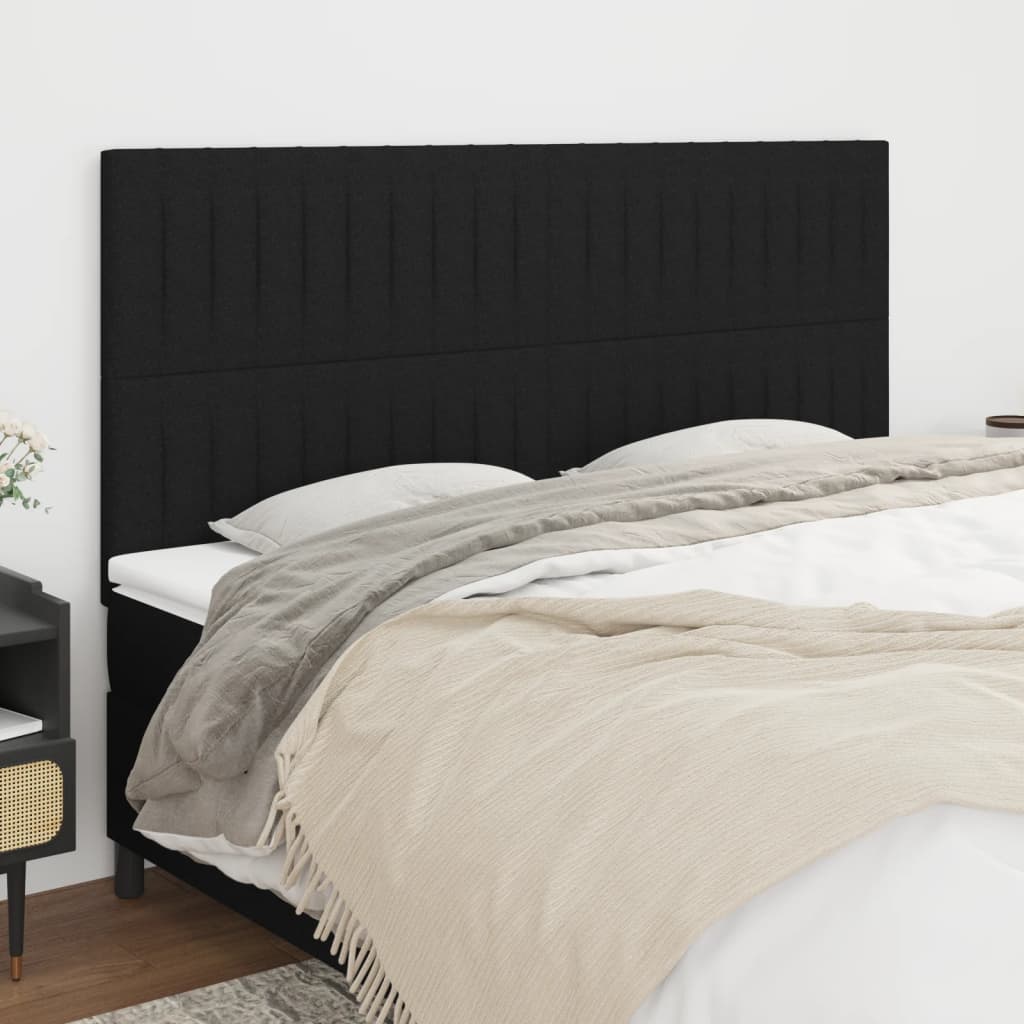 Headboards 4 pcs Black 90x5x78/88 cm Fabric