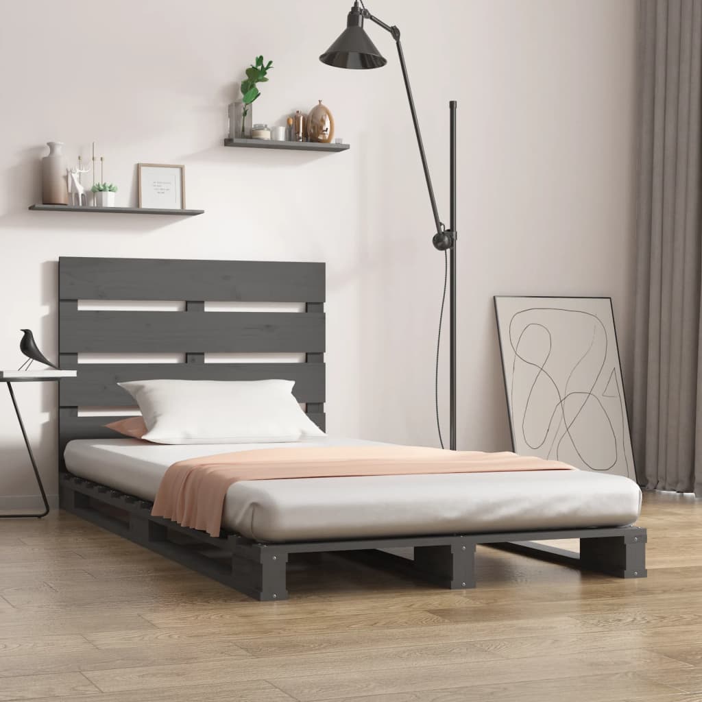 Massivholzbett Grau Kiefer 75x190 cm