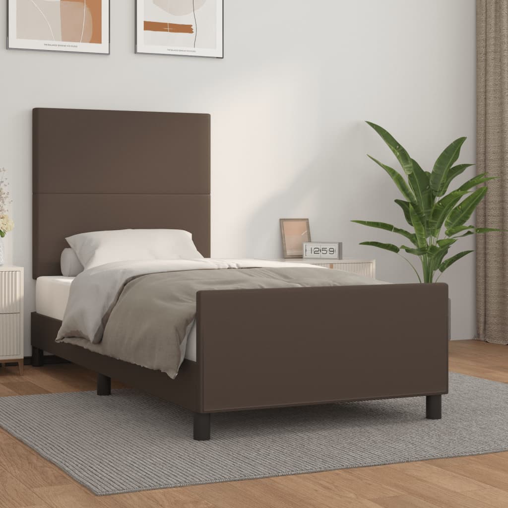 Bettgestell mit Kopfteil Braun 80x200 cm Kunstleder
