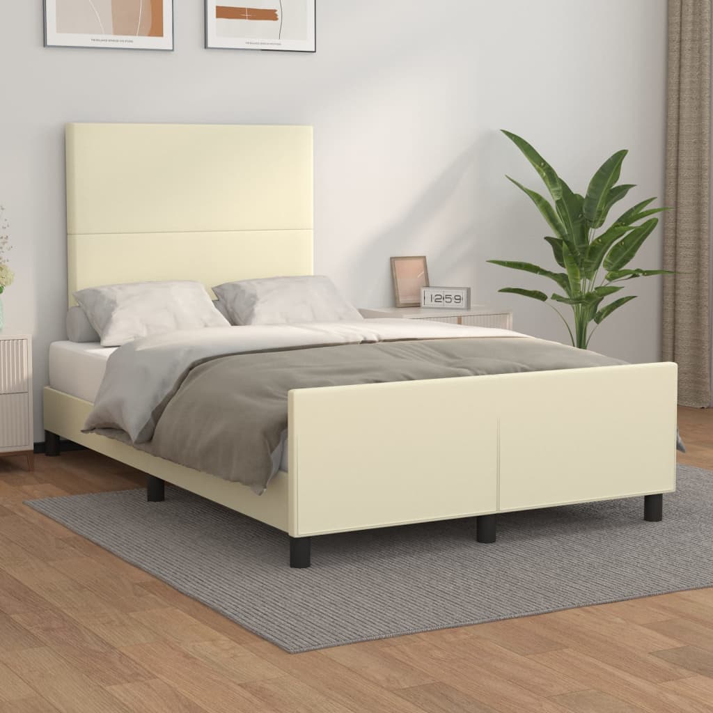 Bettgestell mit Kopfteil Creme 120x200 cm Kunstleder