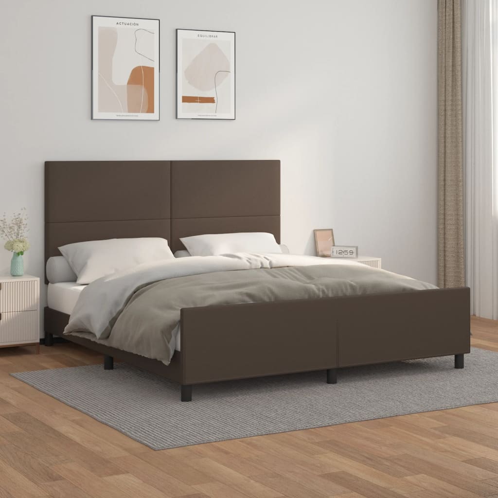 Bettgestell mit Kopfteil Braun 180x200 cm Kunstleder