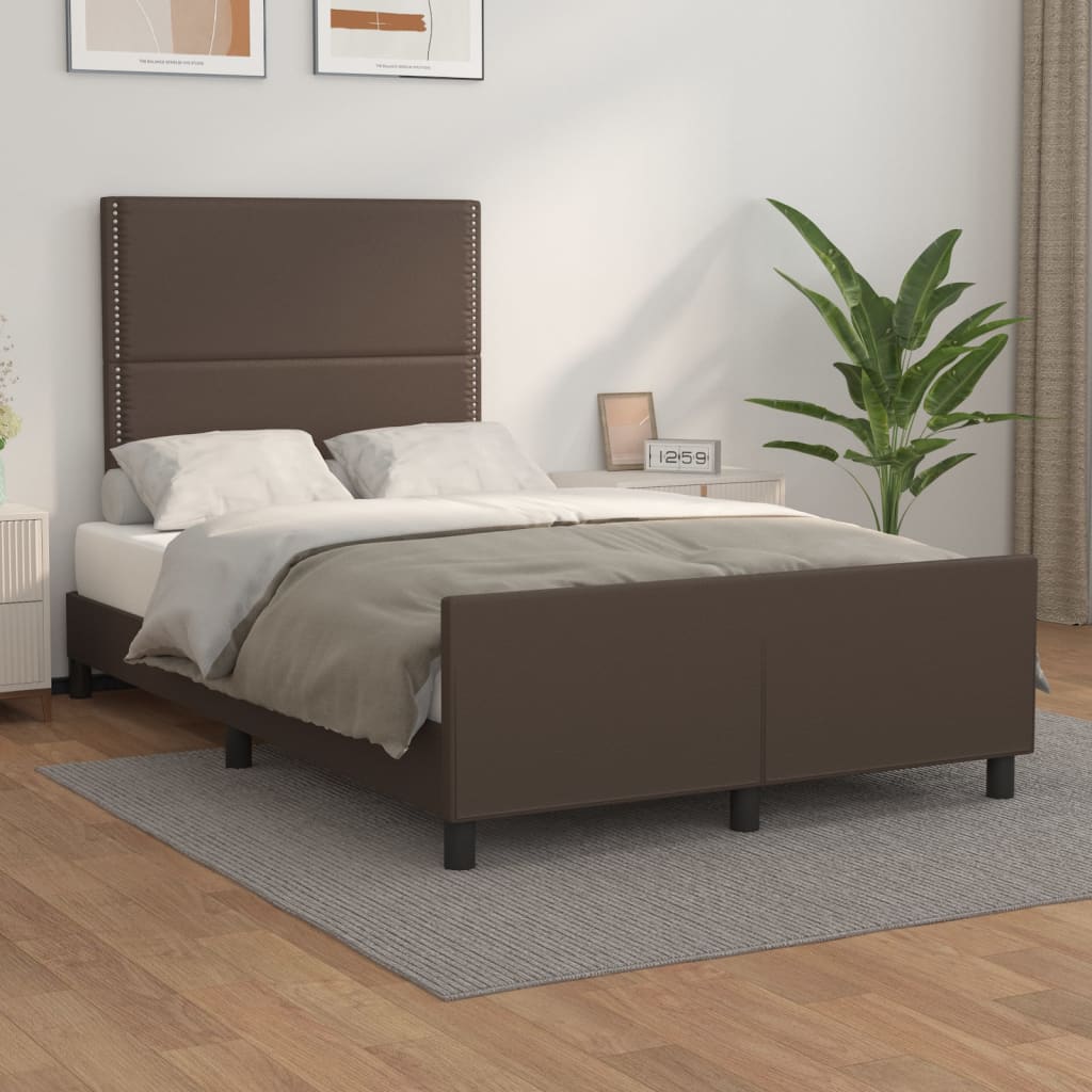 Bettgestell mit Kopfteil Braun 120x200 cm Kunstleder
