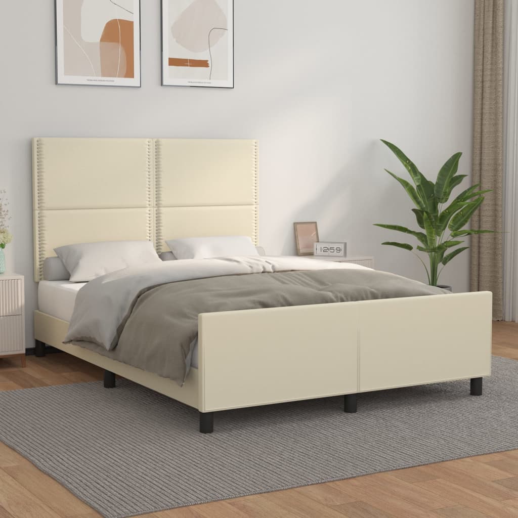 Bettgestell mit Kopfteil Creme 140x200 cm Kunstleder