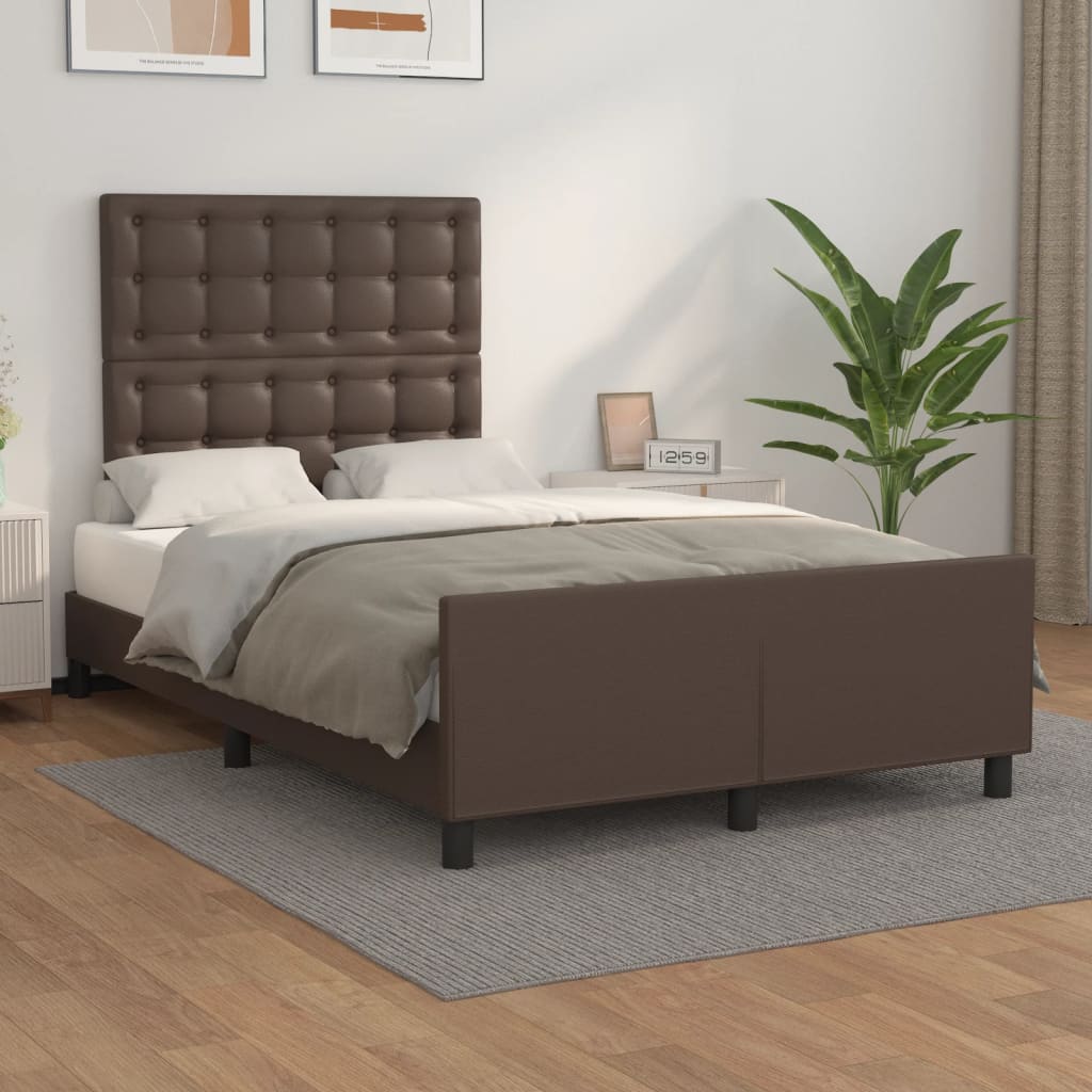 Bettgestell mit Kopfteil Braun 120x200 cm Kunstleder