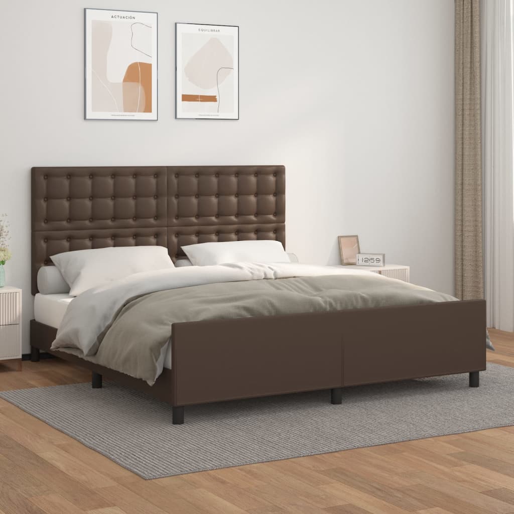 Bettgestell mit Kopfteil Braun 160x200 cm Kunstleder