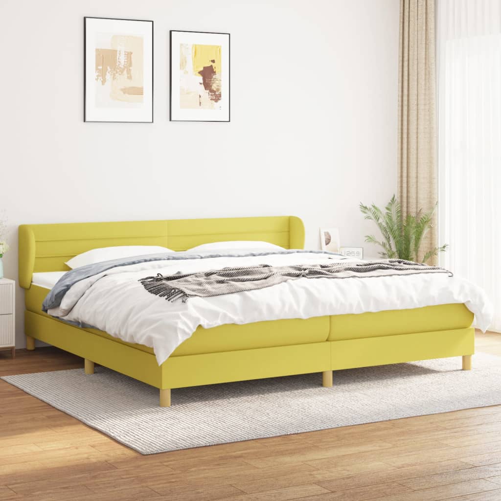 Boxspringbett mit Matratze Grün 200x200 cm Stoff