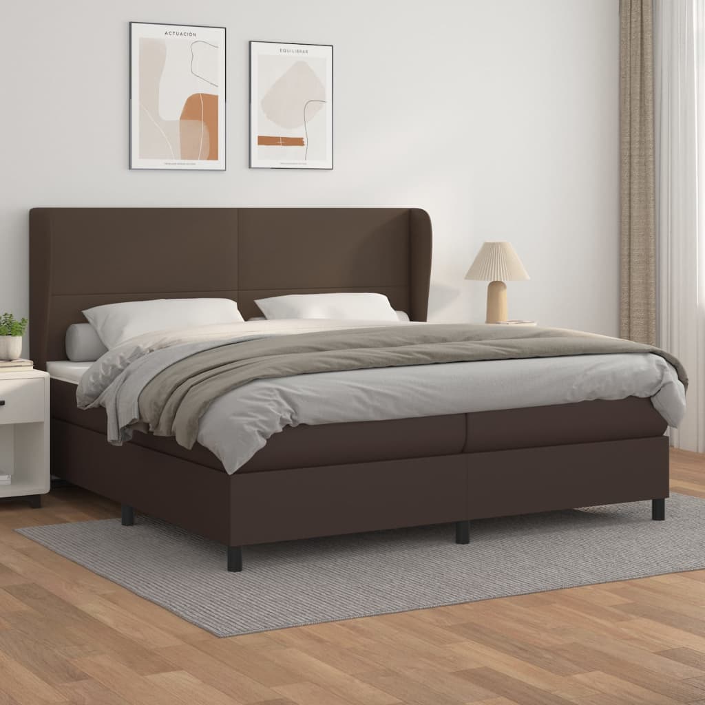 Boxspringbett mit Matratze Braun 200x200 cm Kunstleder