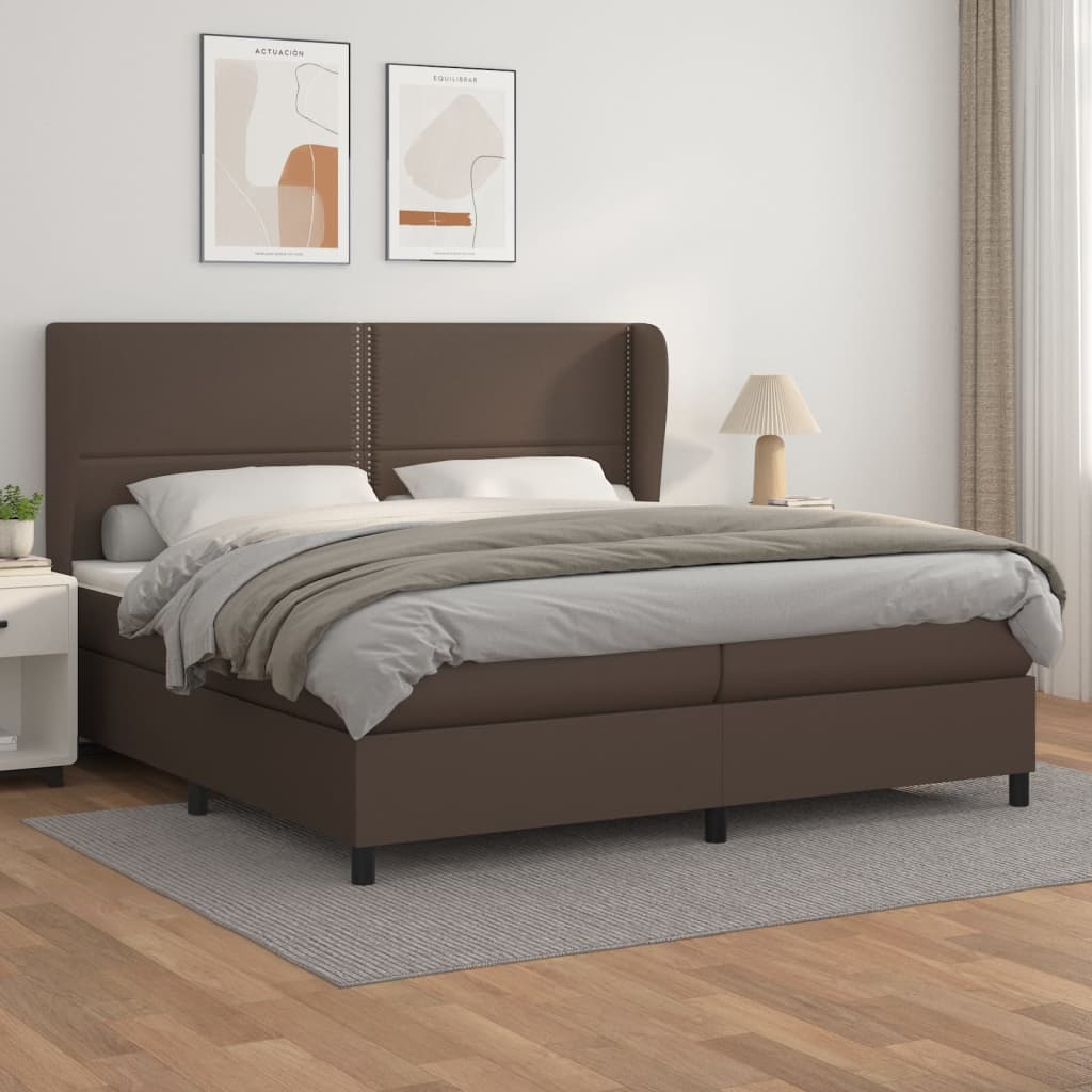 Boxspringbett mit Matratze Braun 200x200 cm Kunstleder