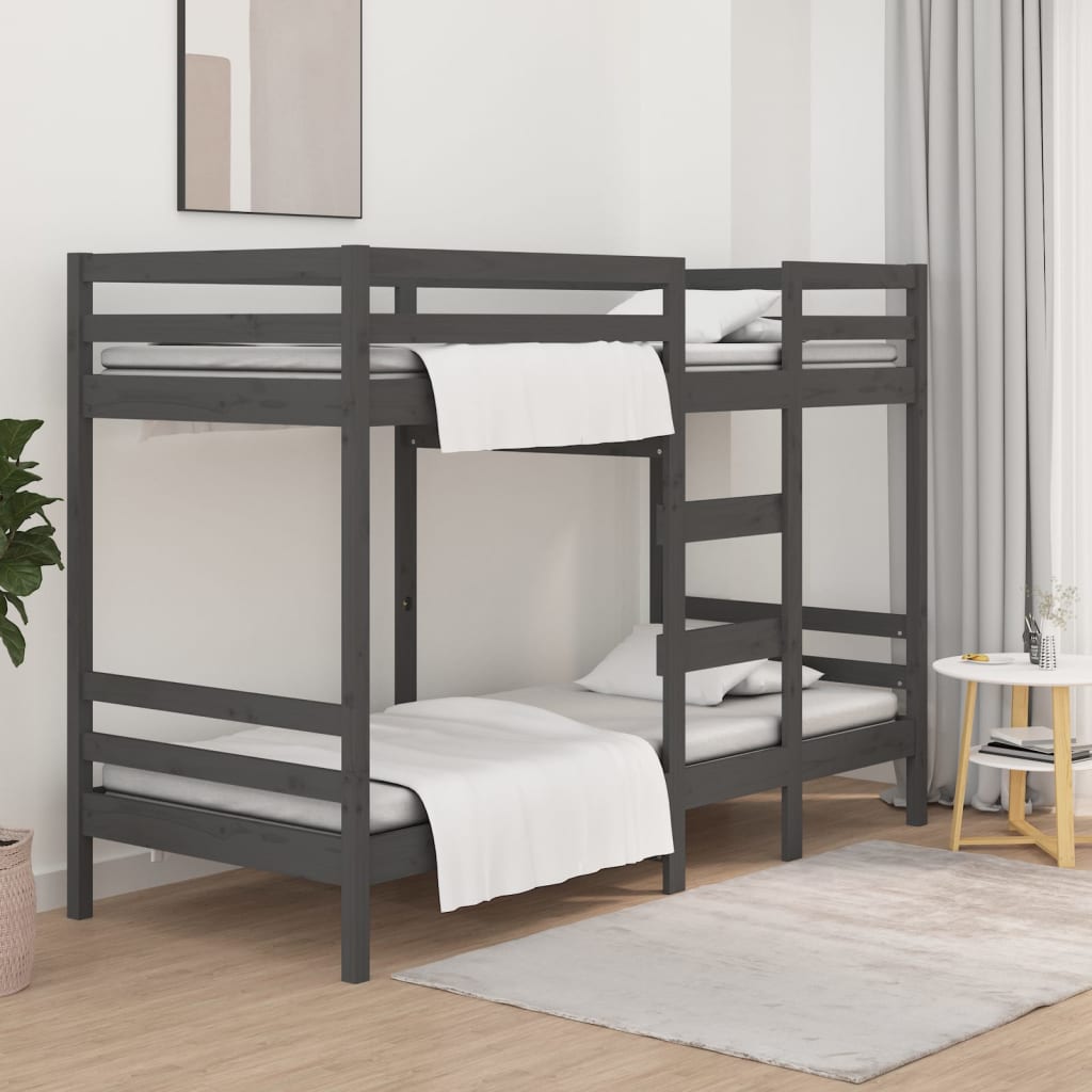 Etagenbett Grau 90x190 cm Massivholz Kiefer