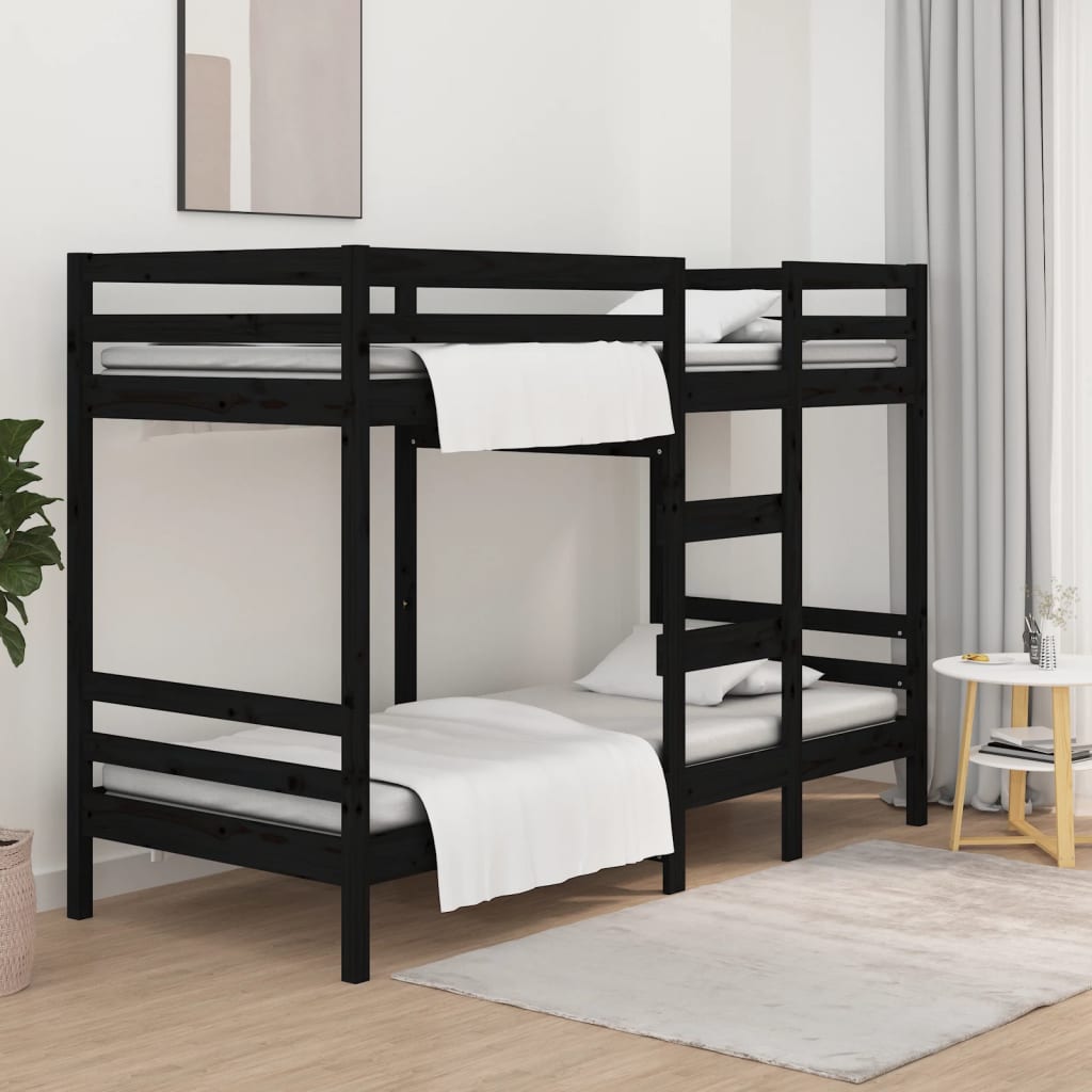 Etagenbett Schwarz 75x190 cm Massivholz Kiefer