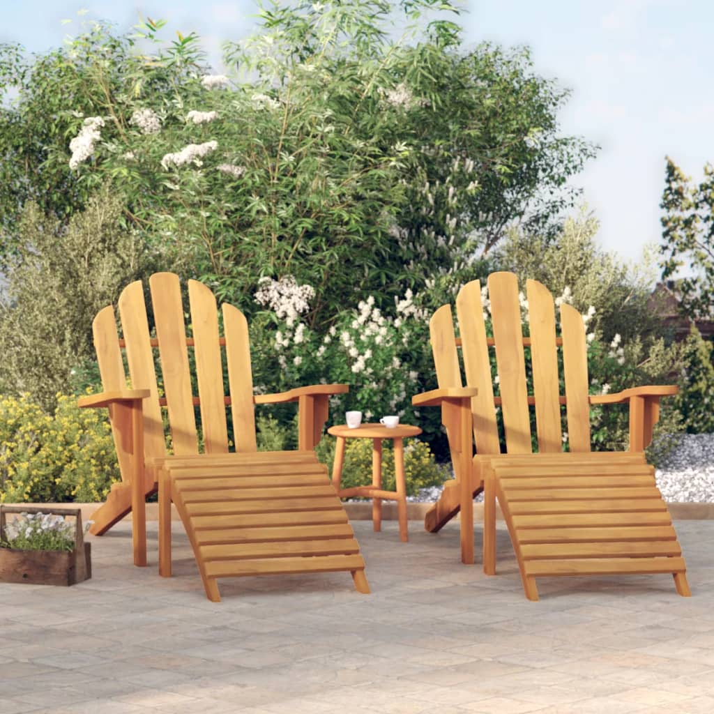Garden Adirondack Chairs with Footrests 2 pcs Solid Wood Teak